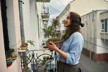 The girl with bonsai
