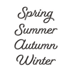 光沢のある滑らかな春夏秋冬のデザイン文字セット　黒