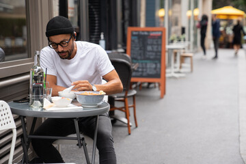 Having Lunch Outdoors In Restaurant Terrace