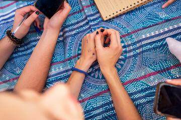 Group of friends planning trip 