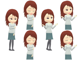 [Trouble A] Woman knitwear wavy hair oblique angle