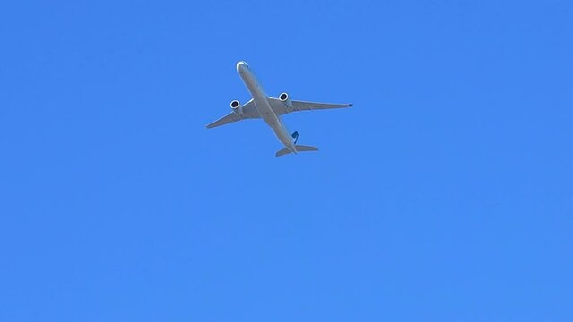 slow motion of a plane flying above Sydney NSW Australia