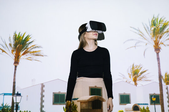 Teenager enjoying virtual area 