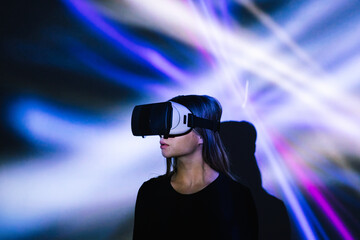 Woman enjoying meta verse area 