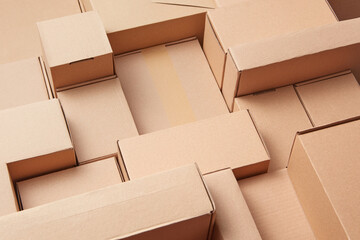 Seamless pattern of many various cardboard boxes