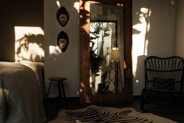 Homely bedroom with rocking chair