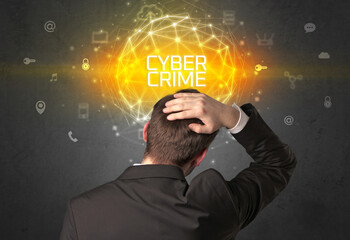 Rear view of a businessman, online security concept