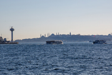 Ferry boat on the Bosphorus in Istanbul, Turkey.