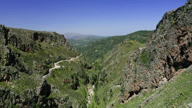 Aerial view of Topolia Gorge, Crete, Greece.