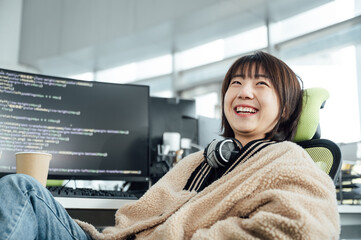 Young business woman smiling in office