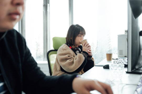 Young woman working in office