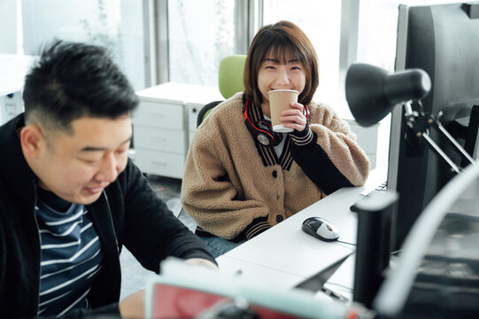 Young woman working in office