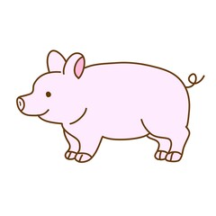 シンプルな横向きのブタ　イラスト