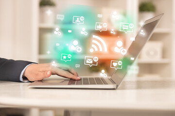 Young person surfing on social media network