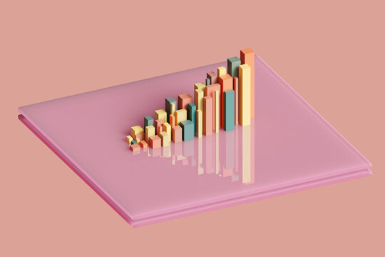 3D financial performance bar chart results 