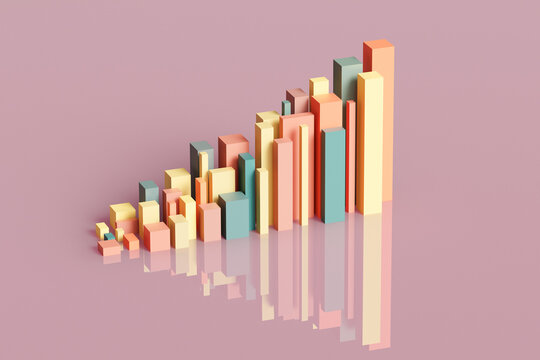3D financial performance bar chart results 