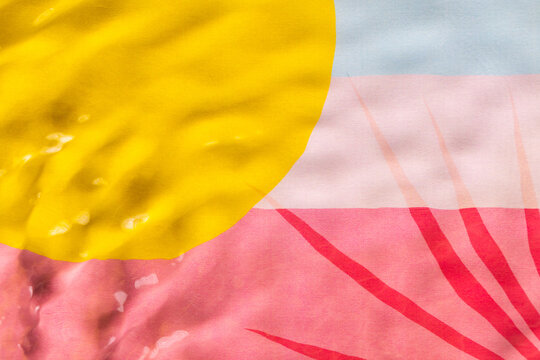 Backgrounds with geometric shapes and water texture on top. 