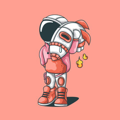 astronaut and rocket illustration template