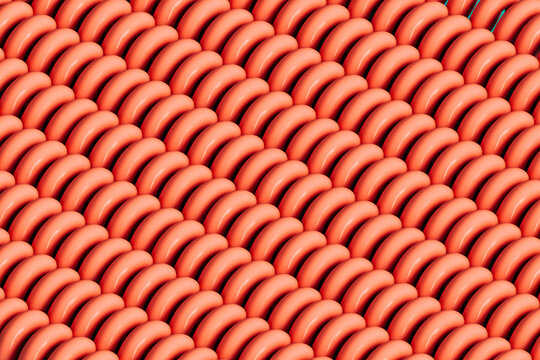 pattern of pink spirals on a blue background. 3d render