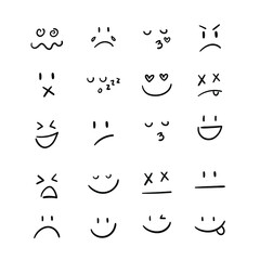 Vector hand drawn smiley faces - obrazy, fototapety, plakaty