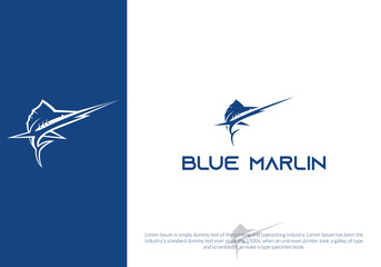 marlin fish logo design. logo template