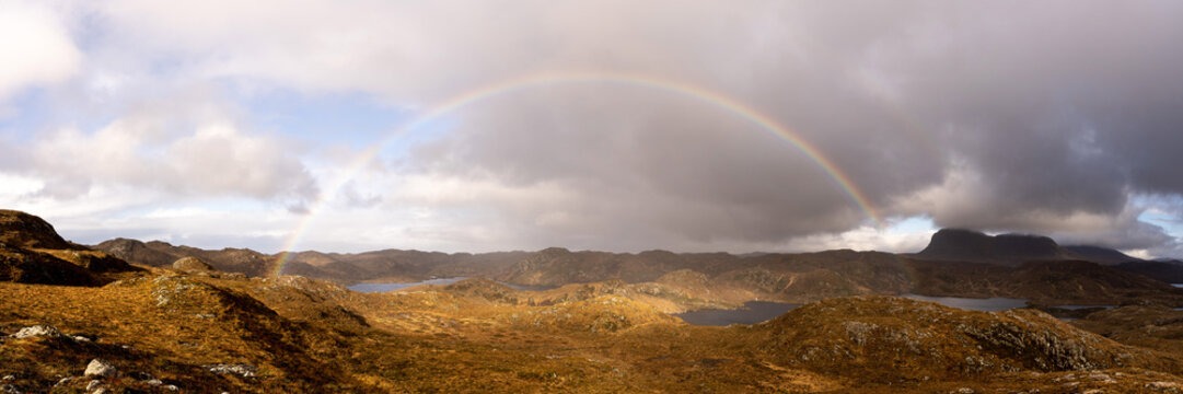 Loch Sionascaig Rainbow Highlands Scotland