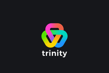 Trinity Loop Triangle Logo Abstract Design Vector template. Partnership Friendship Social Network Logotype concept icon.
