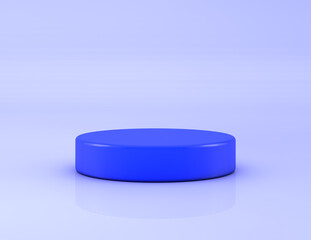 Empty blue podium or pedestal on light blue background. Altar stand concept. 3D