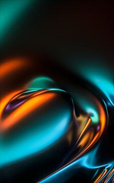 3D render of a dark abstract wavy holographic cloth