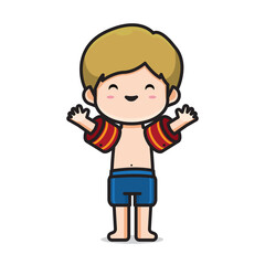 cute men swim ring hand vector