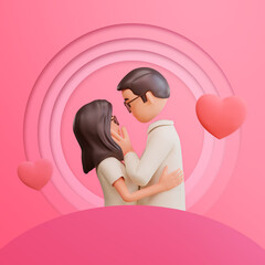 Greeting valentine card design with 3d illustration