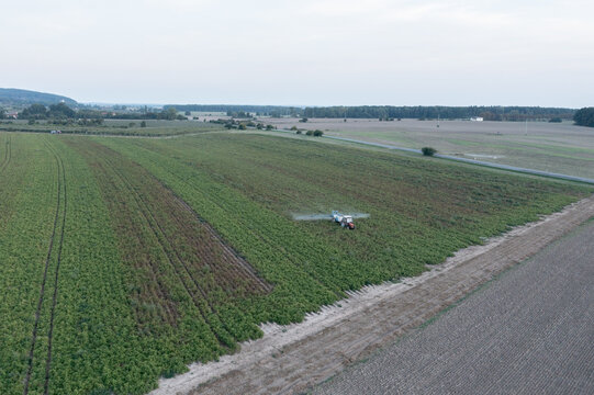 Tractor spraying filed
