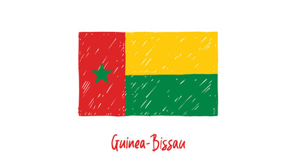Fototapeta premium Guinea-Bissau National Country Flag Marker or Pencil Sketch Illustration Vector