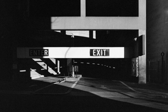 Entrance and exit of a parking garage