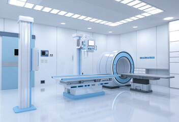 Hospital radiology room with mri scanner and x-ray machine - obrazy, fototapety, plakaty