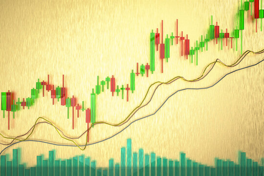 Gold Price Rising Concept With Business Graph On Gold Background