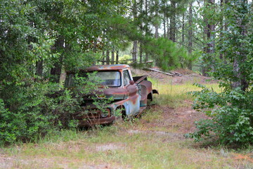 Old Chevy pickup in junkyard - obrazy, fototapety, plakaty