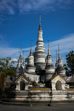 Ancient Temple Structure Under Blue Sky In Xishuangbanna, Yunnan China
