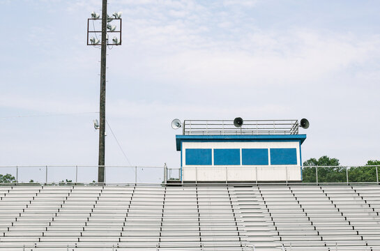  High School Football grandstand at  Stadium with press box 
