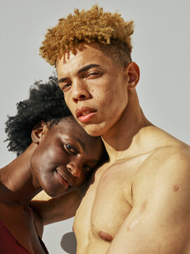 Portrait Of Two Young People - Afro Natural Hair And Skin 