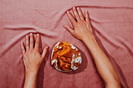 man and kamut wheat bread loaf