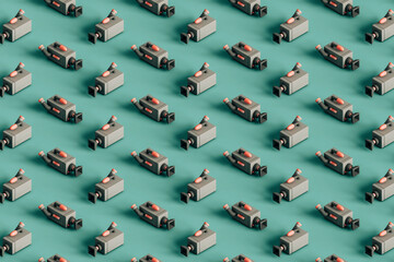 pattern of Videocamera on a blue background. 3d render