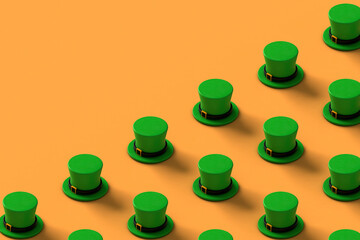 Collection of green st.Patrick hatswith copy space