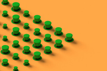 Collection of green st.Patrick hats in different sizes