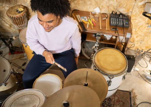 Man Playing Drums With Groove