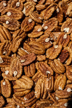 Macro photo of halved walnuts