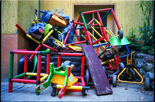 Stacked children's toys