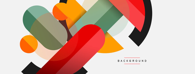 Geometric shapes composition abstract background. Circles lines and rectangles. Vector illustration for wallpaper banner background or landing page