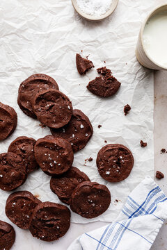 freshly baked chocolate sable cookies
