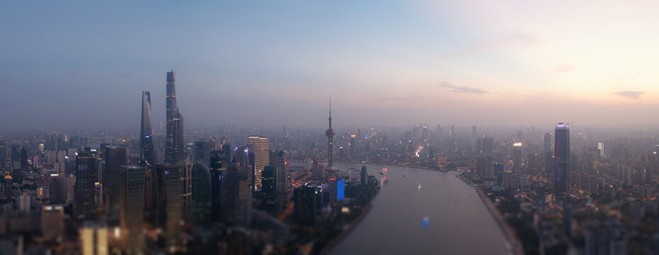 aerial photography shanghai sunrise